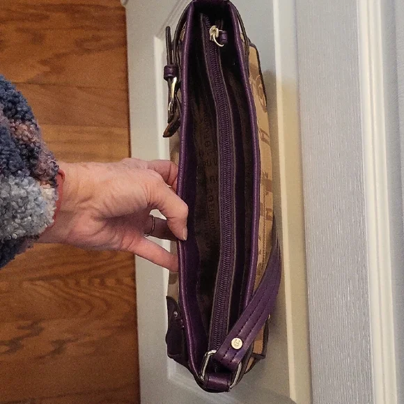 Etienne Aigner Purple and Tan East/West Shoulder Bag EUC - Picture 10 of 16